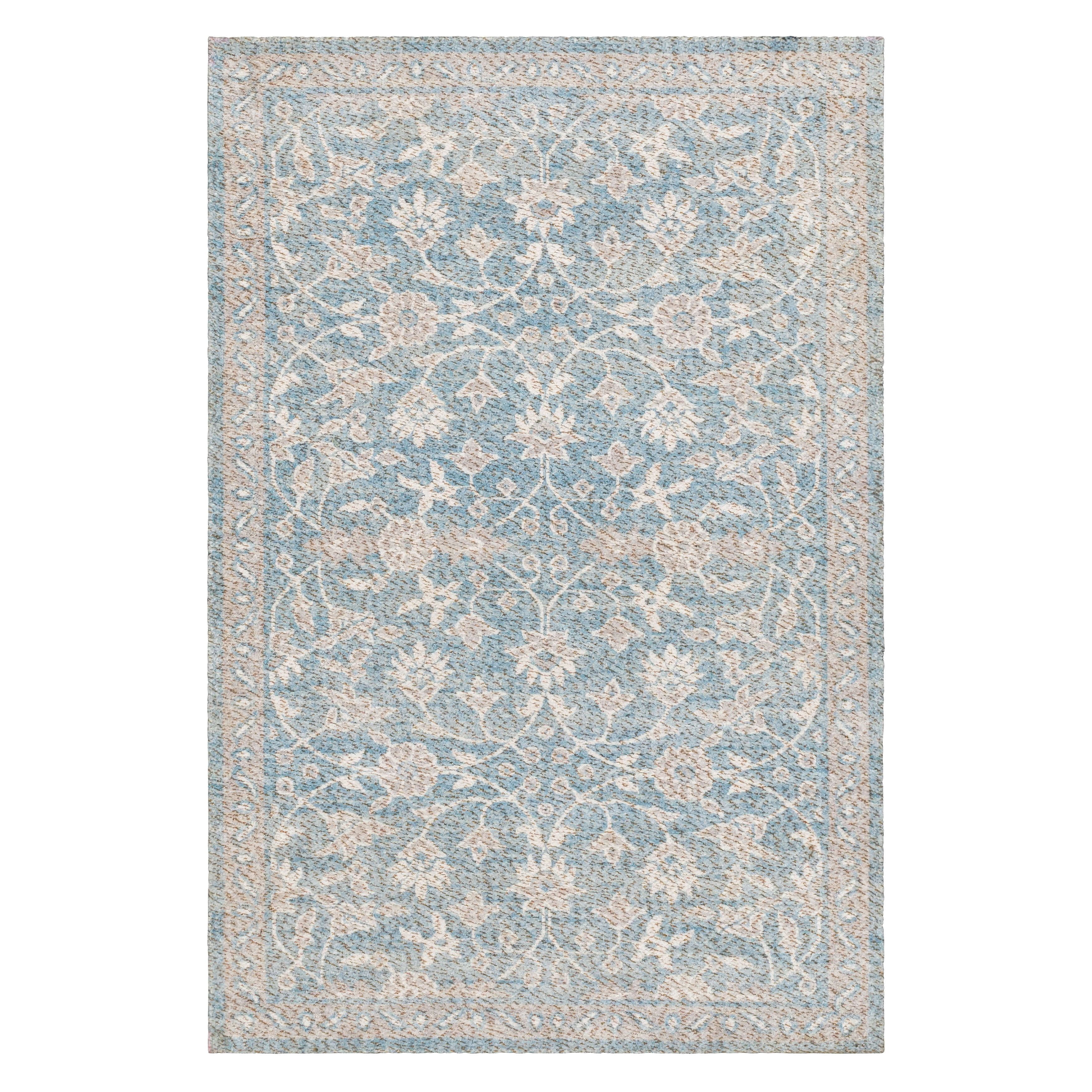 Mainstays Zula Jardin Low Pile Stain and Fade Resistant Polyester Indoor Accent Rug, Blue, 2 ft 6 in x 3 ft 9 in