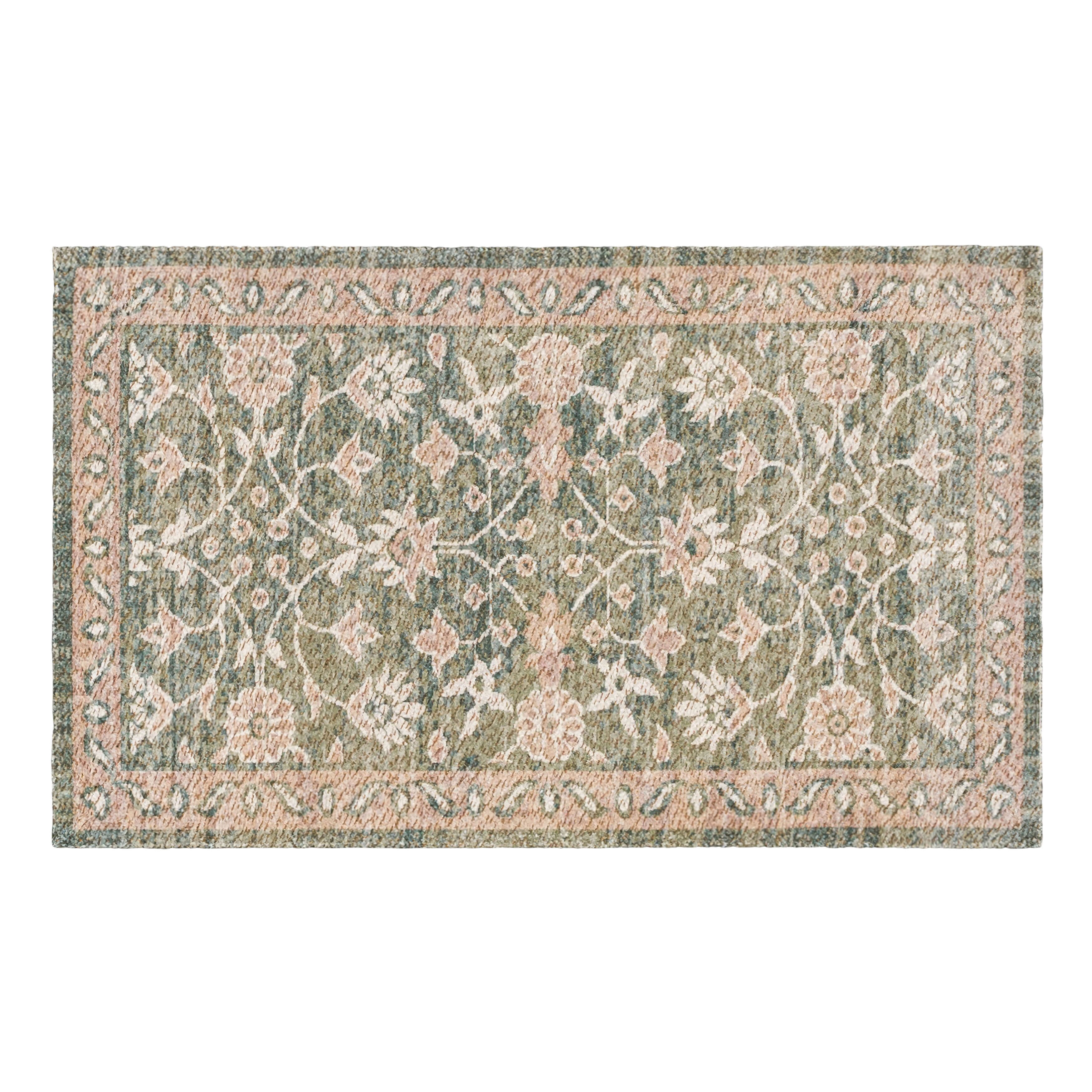 Mainstays Zula Jardin Low Pile Stain/Fade Resistant Polyester Indoor Accent Rug, Green, 1'8" x 2'10"