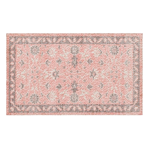 Mainstays Zula Jardin Low Pile Stain/Fade Resistant Polyester Indoor Accent Rug, Pink, 1'8" x 2'10"