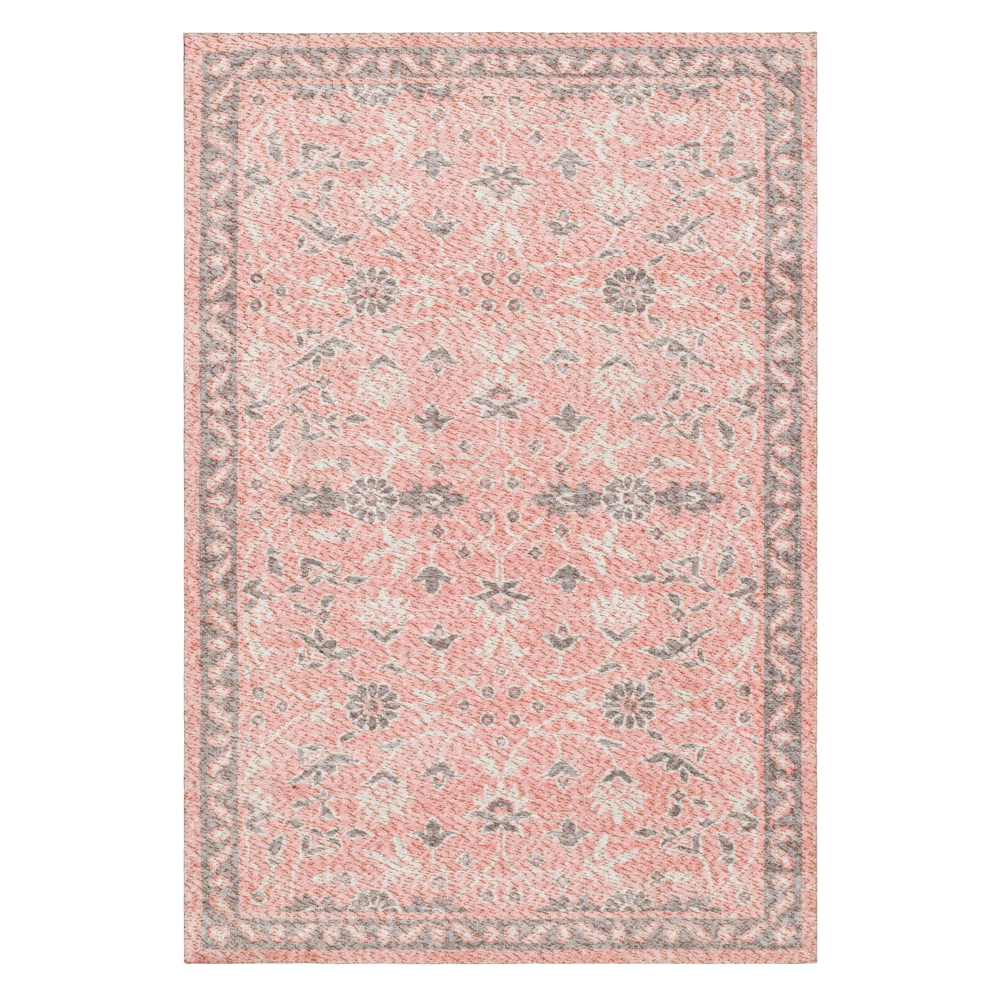 Mainstays Zula Jardin Low Pile Stain- and Fade-Resistant Polyester Indoor Accent Rug, Pink, 2 ft 6 in x 3 ft 9 in
