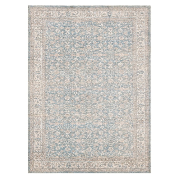 Mainstays Zula Jardin Low Pile Stain/Fade Resistant Polyester Indoor Area Rug, Blue, 5' x 7'