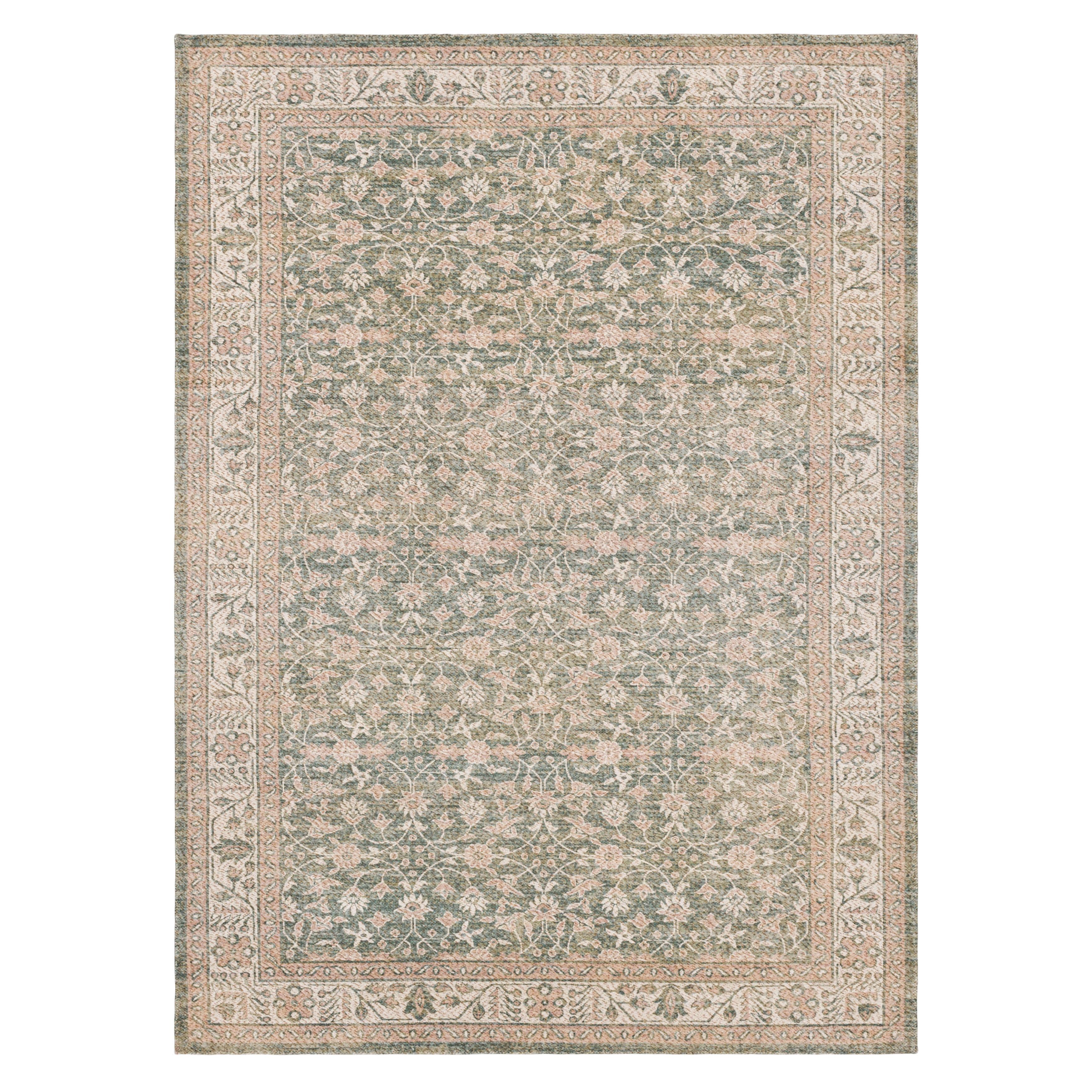 Mainstays Zula Jardin Low Pile Stain- and Fade-Resistant Polyester Indoor Area Rug, Green, 5 ft x 7 ft