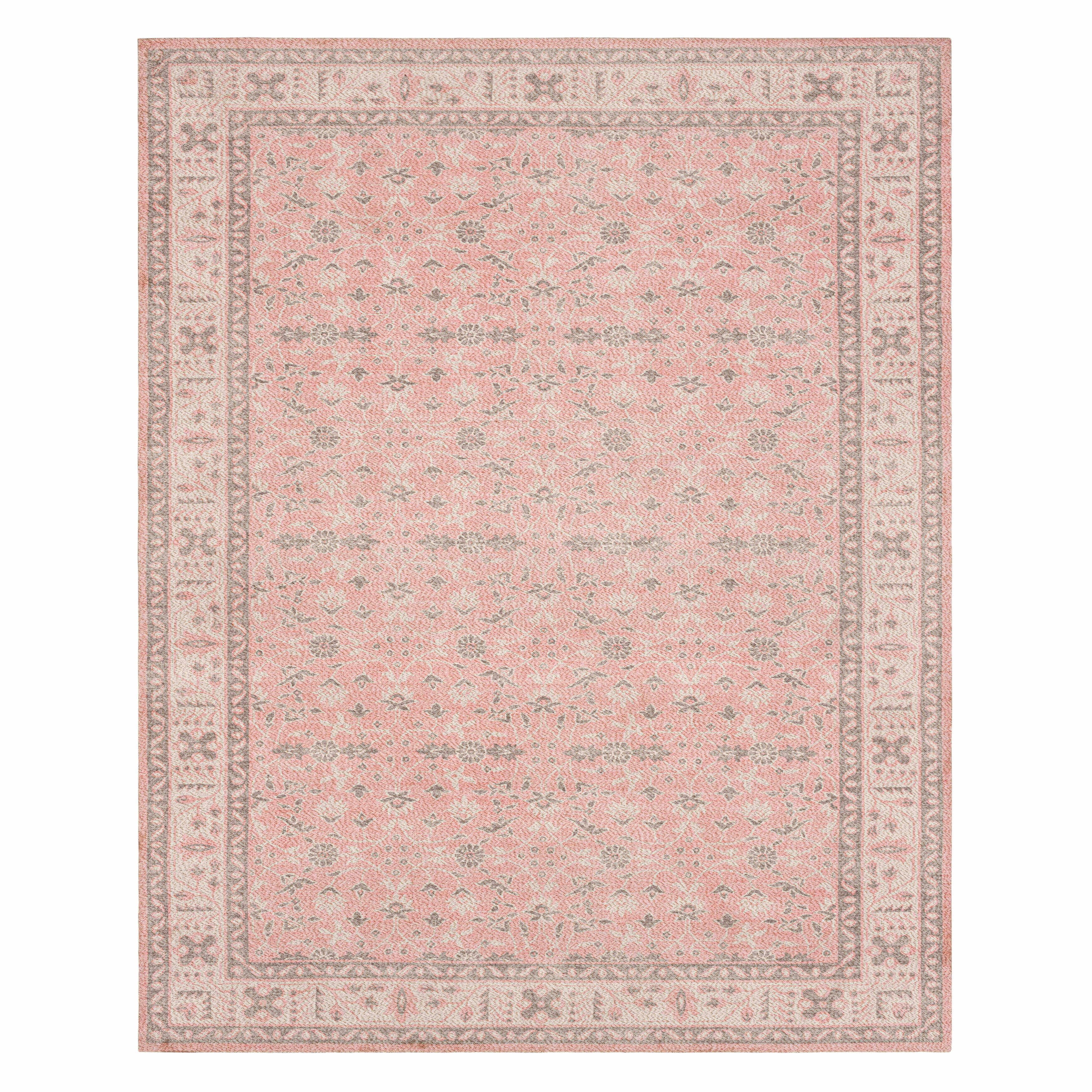 Mainstays Zula Jardin Low Pile Stain/Fade Resistant Polyester Indoor Area Rug, Pink, 8' x 10'