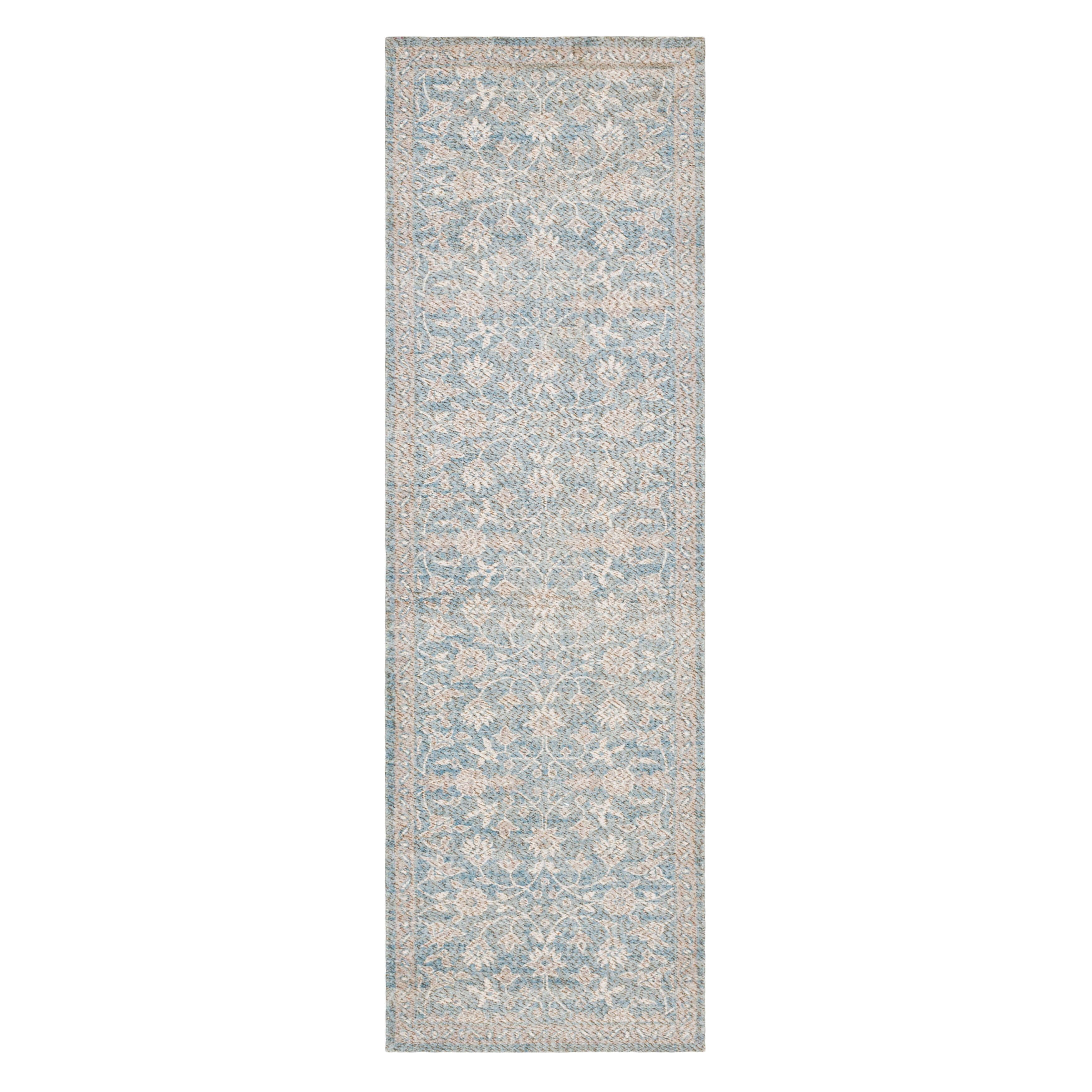 Mainstays Zula Jardin Low Pile Stain/Fade Resistant Polyester Indoor Runner Rug, Blue, 1'10" x 6'