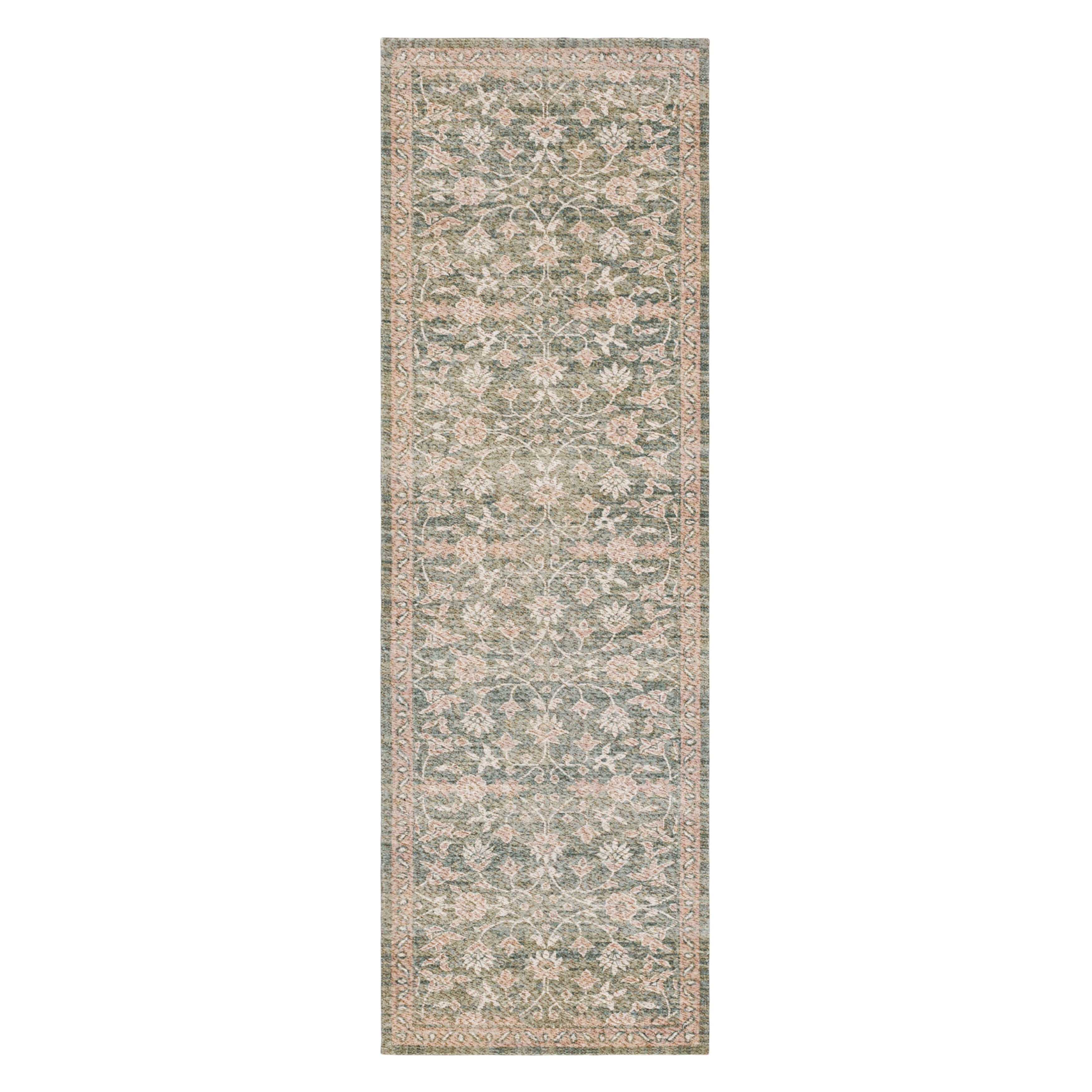 Mainstays Zula Jardin Low Pile Stain/Fade Resistant Polyester Indoor Runner Rug, Green, 1'10" x 6'