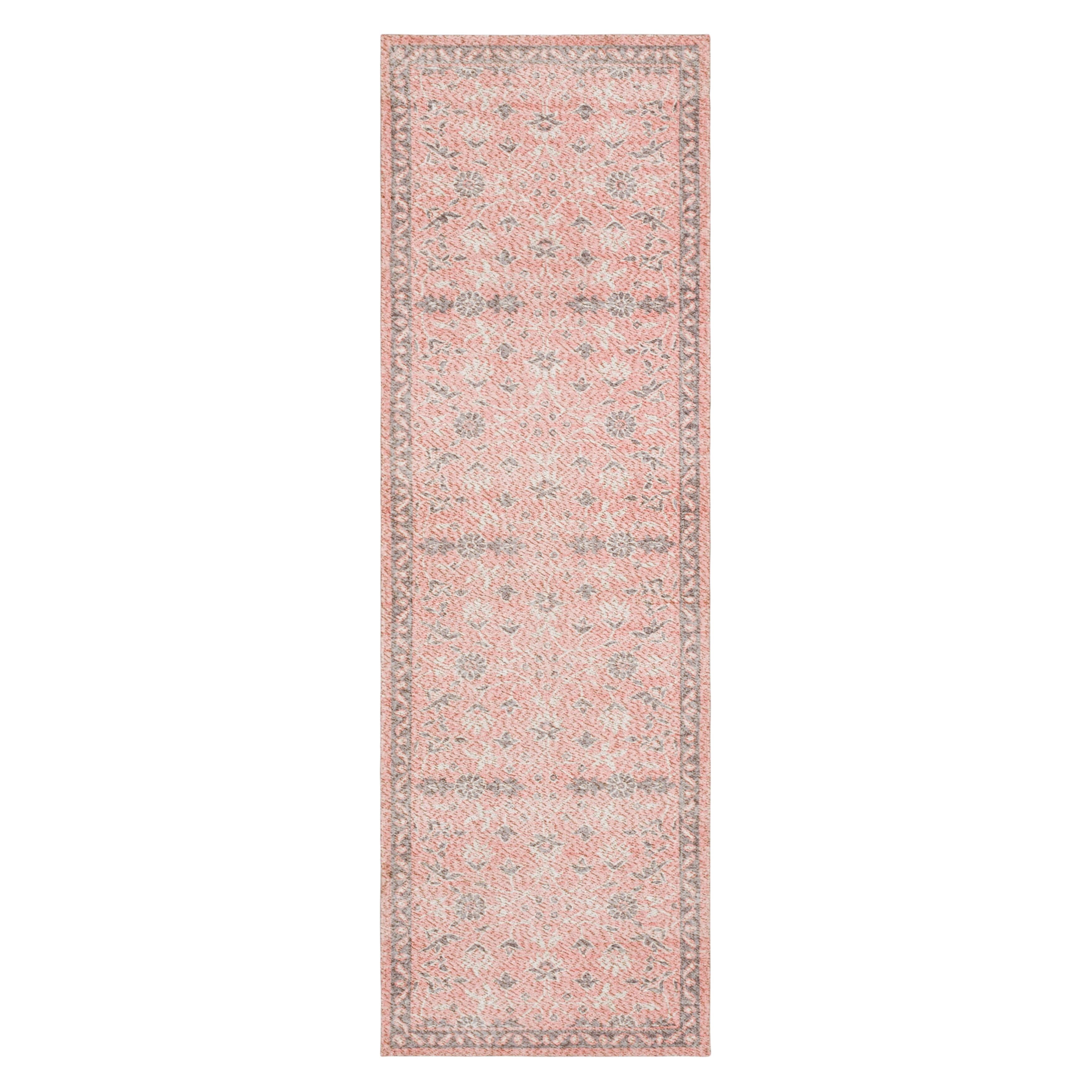 Mainstays Zula Jardin Low Pile Stain/Fade Resistant Polyester Indoor Runner Rug, Pink, 1'10" x 6'