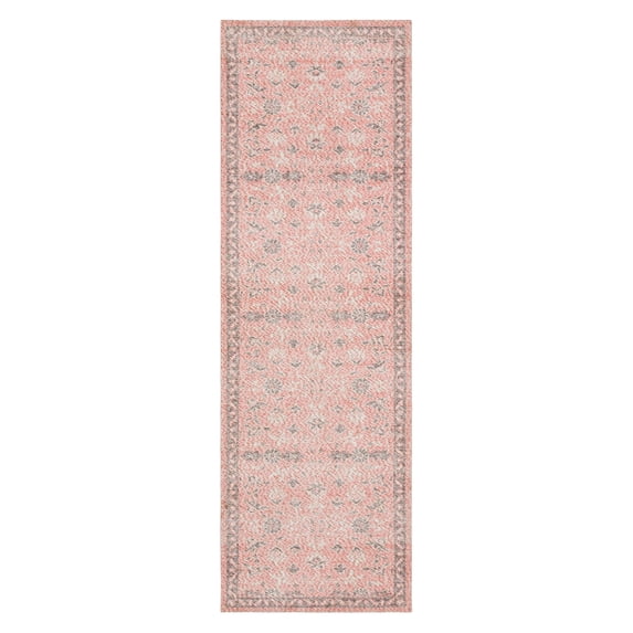 Mainstays Zula Jardin Low Pile Stain/Fade Resistant Polyester Indoor Runner Rug, Pink, 1'10" x 6'
