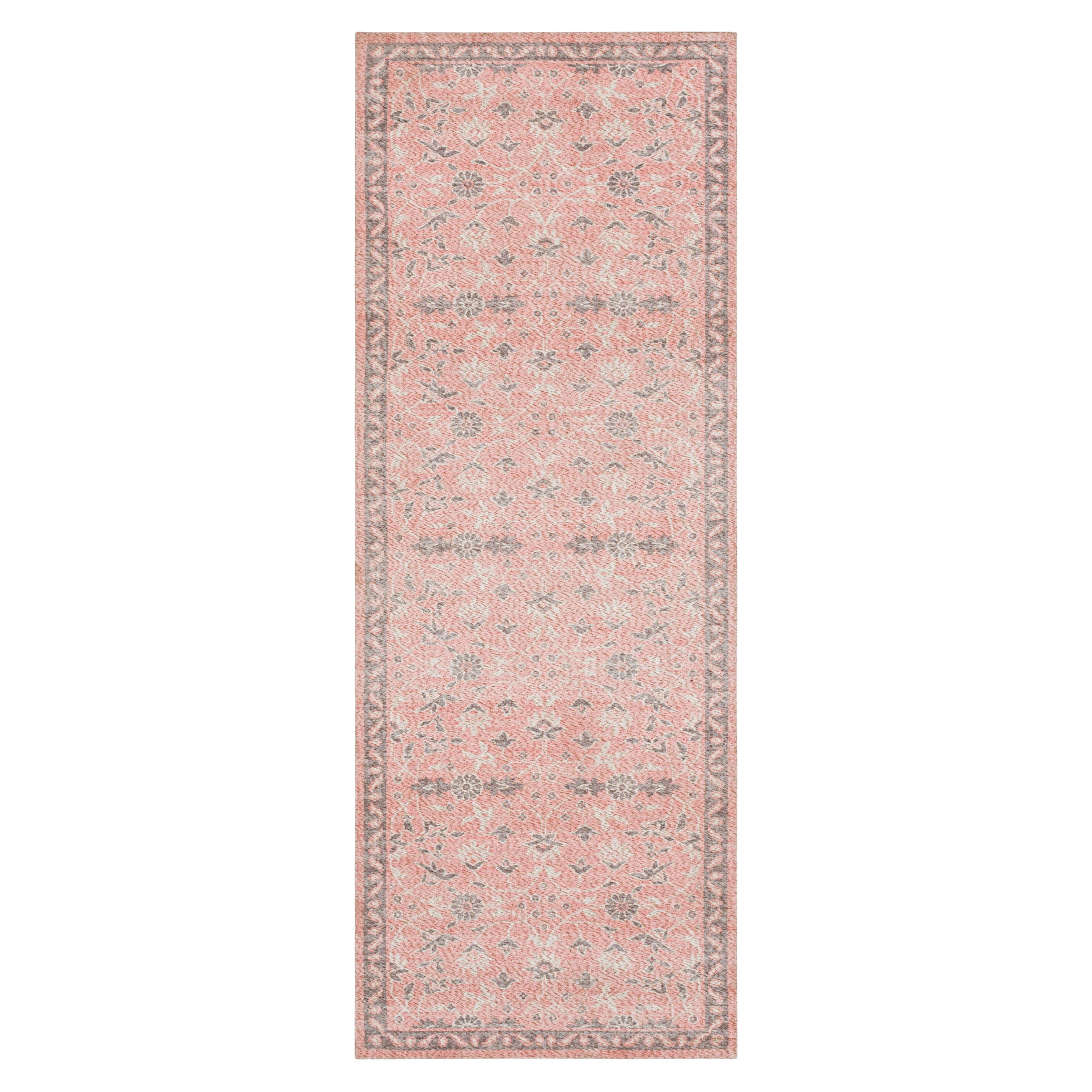 Mainstays Zula Jardin Low Pile Stain- and Fade-Resistant Polyester Indoor Runner Rug, Pink, 2 ft 6 in x 7 ft