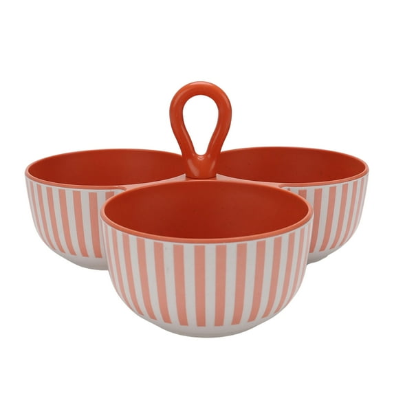 Mainstays by Becky G. & Alejandra Bamboo Melamine Triple Condiment Server, Orange Stripe