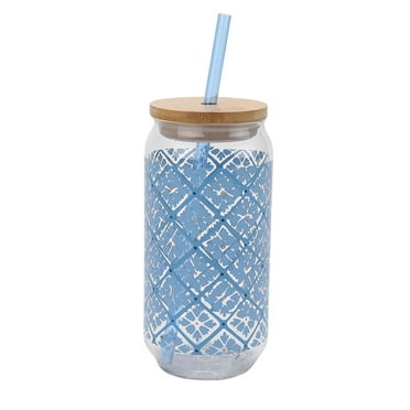 Mainstays by Becky G. & Alejandra 20-Ounce Acrylic Can Shape Tumbler, Blue Tile Pattern