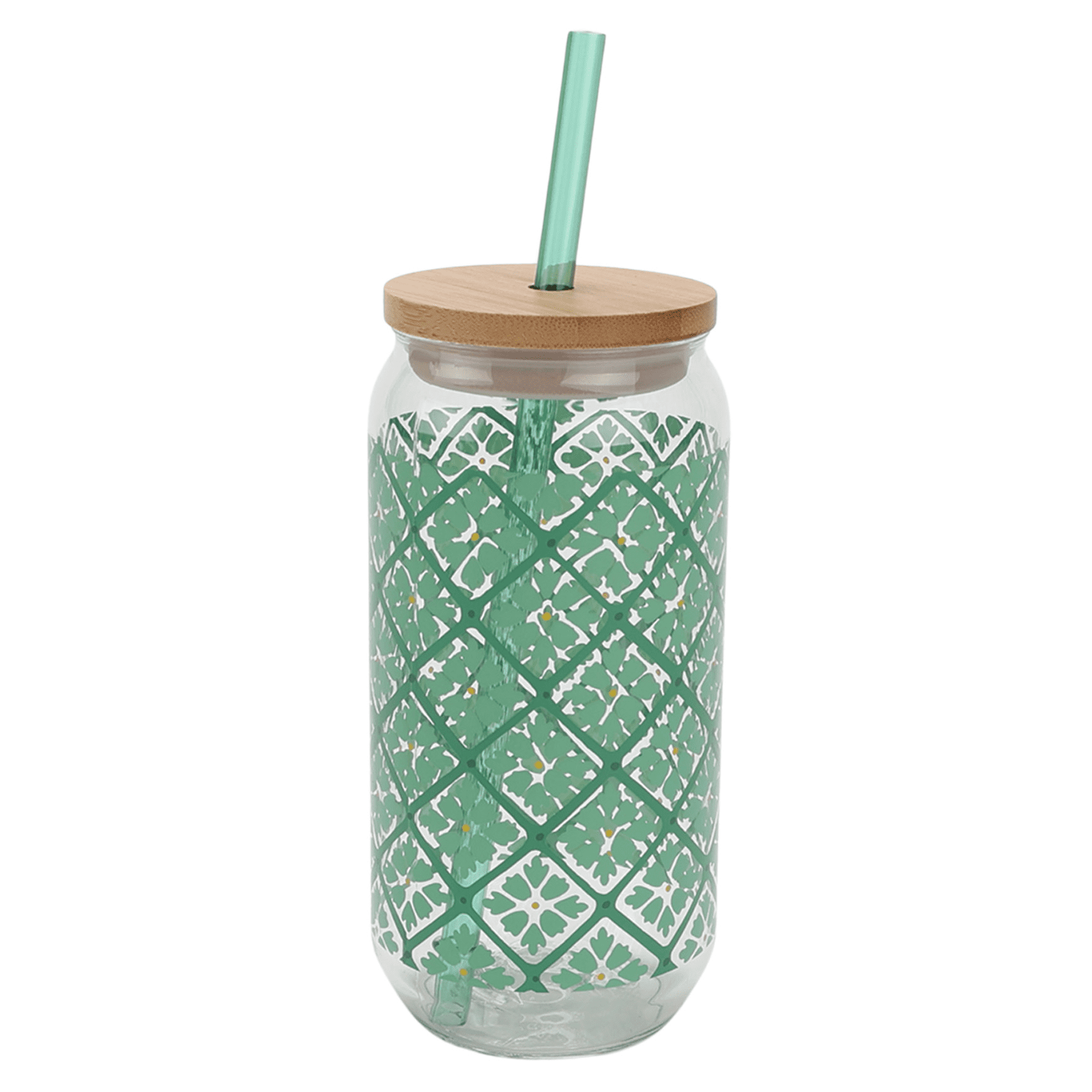 Mainstays by Becky G. & Alejandra 20-Ounce Acrylic Can Shape Tumbler, Green Tile Pattern