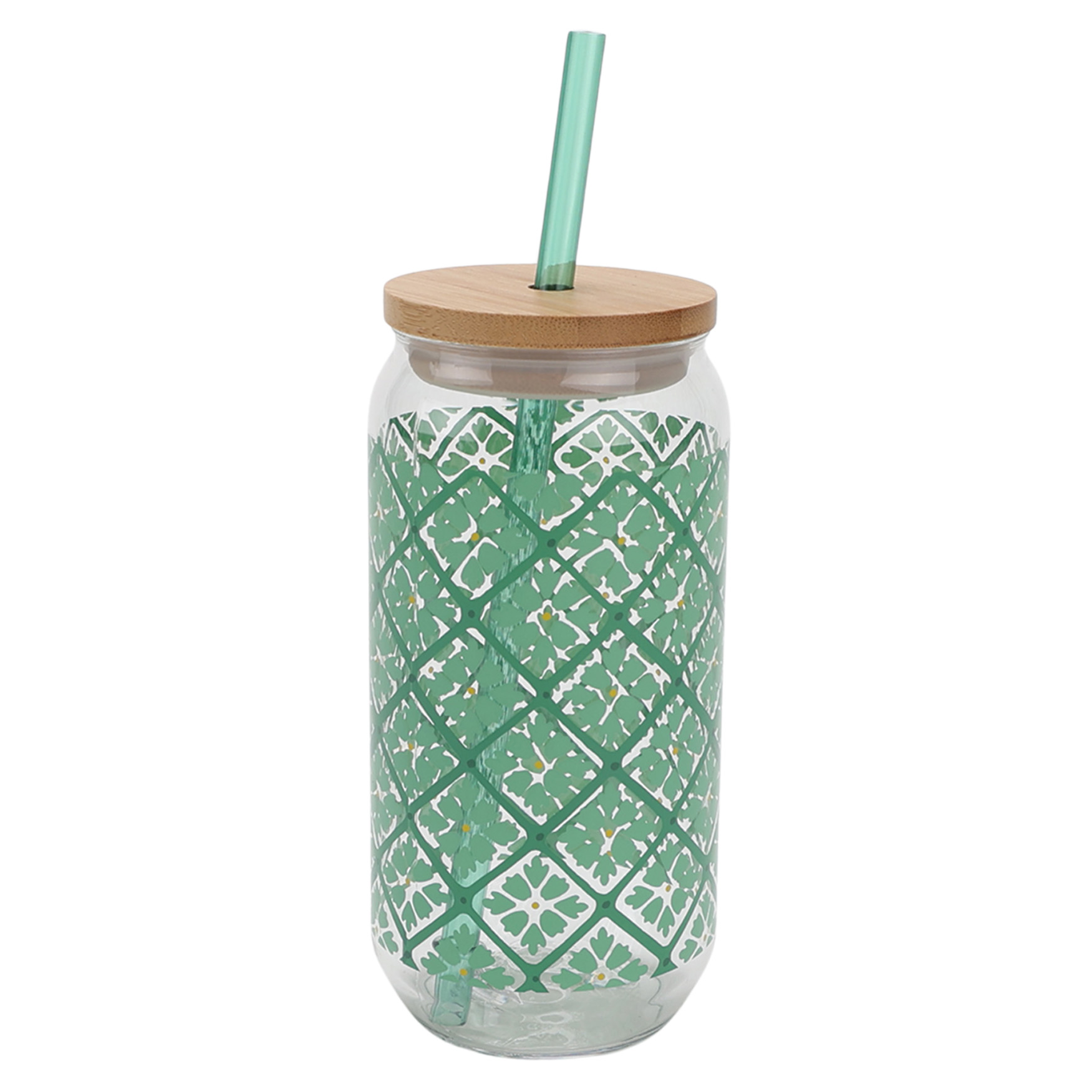 Mainstays by Becky G. & Alejandra 20-Ounce Acrylic Can Shape Tumbler, Green Tile Pattern