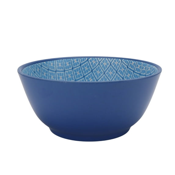Mainstays by Becky G. & Alejandra Bamboo Melamine Cereal Bowl, Blue Tile Pattern
