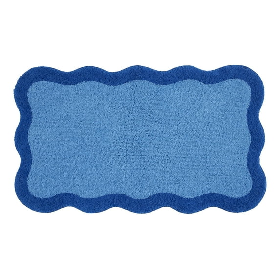 Mainstays by Becky G. & Alejandra 100% Cotton Scallop Bath Rug, Blue Eyes, 20" x 34"