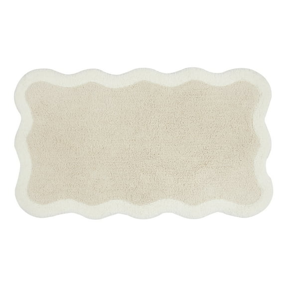 Mainstays by Becky G. & Alejandra 100% Cotton Scallop Bath Rug, Papyrus Beige, 20" x 34"