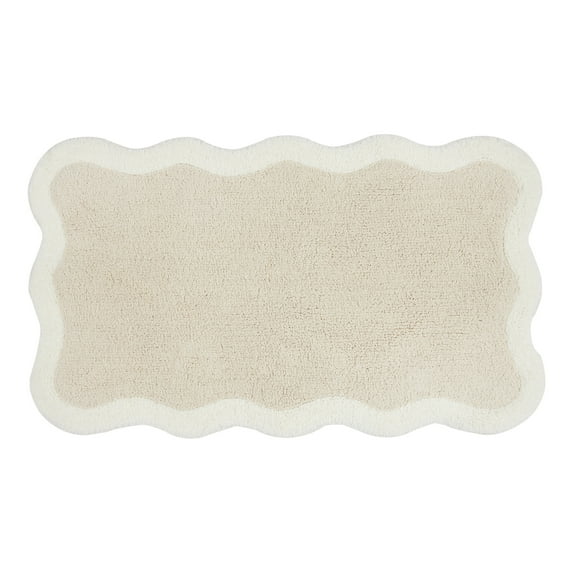 Mainstays by Becky G. & Alejandra 100% Cotton Scallop Bath Rug, Papyrus Beige, 20" x 34"