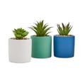 thumbnail image 1 of Mainstays by Becky G. & Alejandra 5.5" Artificial Succulent Plants in Blue, Green & White Modern Ceramic Planters (3 Count), 1 of 11
