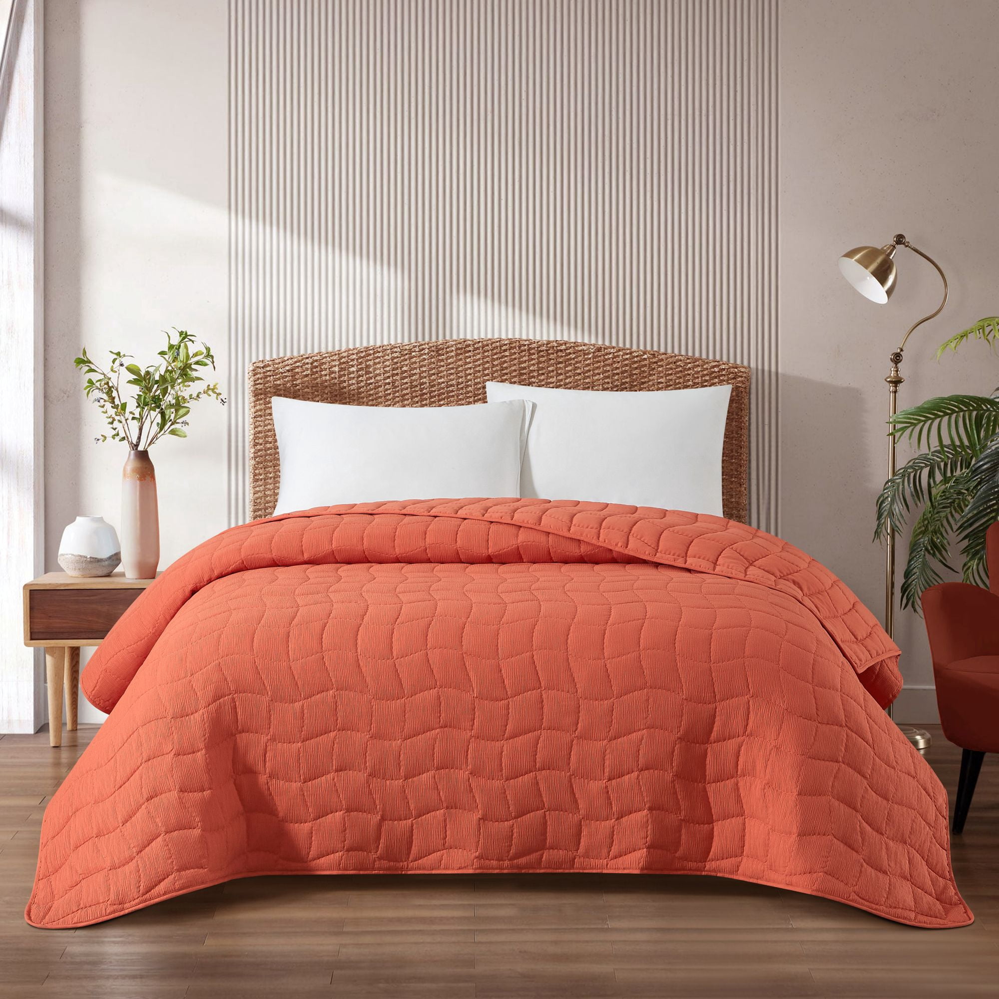 Mainstays by Becky G. & Alejandra Mandarin Orange Cloud Quilt, Full/Queen