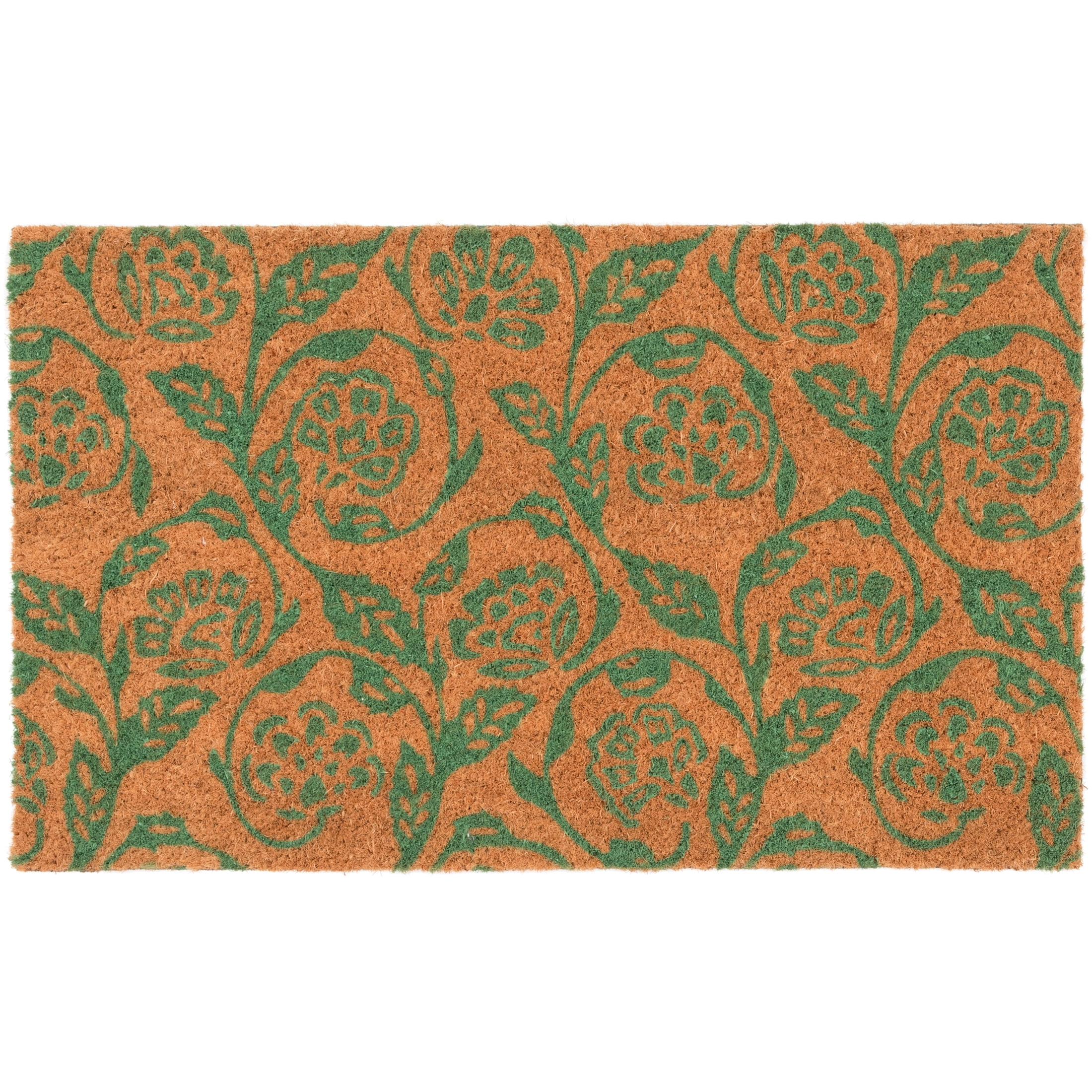 Mainstays by Becky G. & Alejandra Coir Outdoor Mat, Green Floral, 18" x 30"
