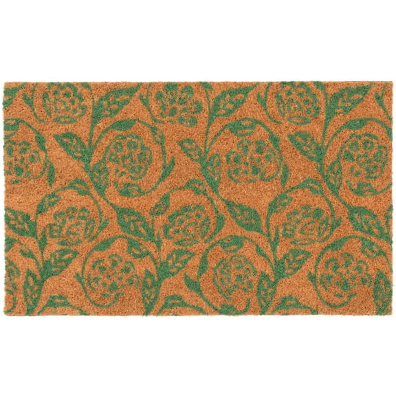Mainstays by Becky G. & Alejandra Coir Outdoor Mat, Green Floral, 18" x 30"