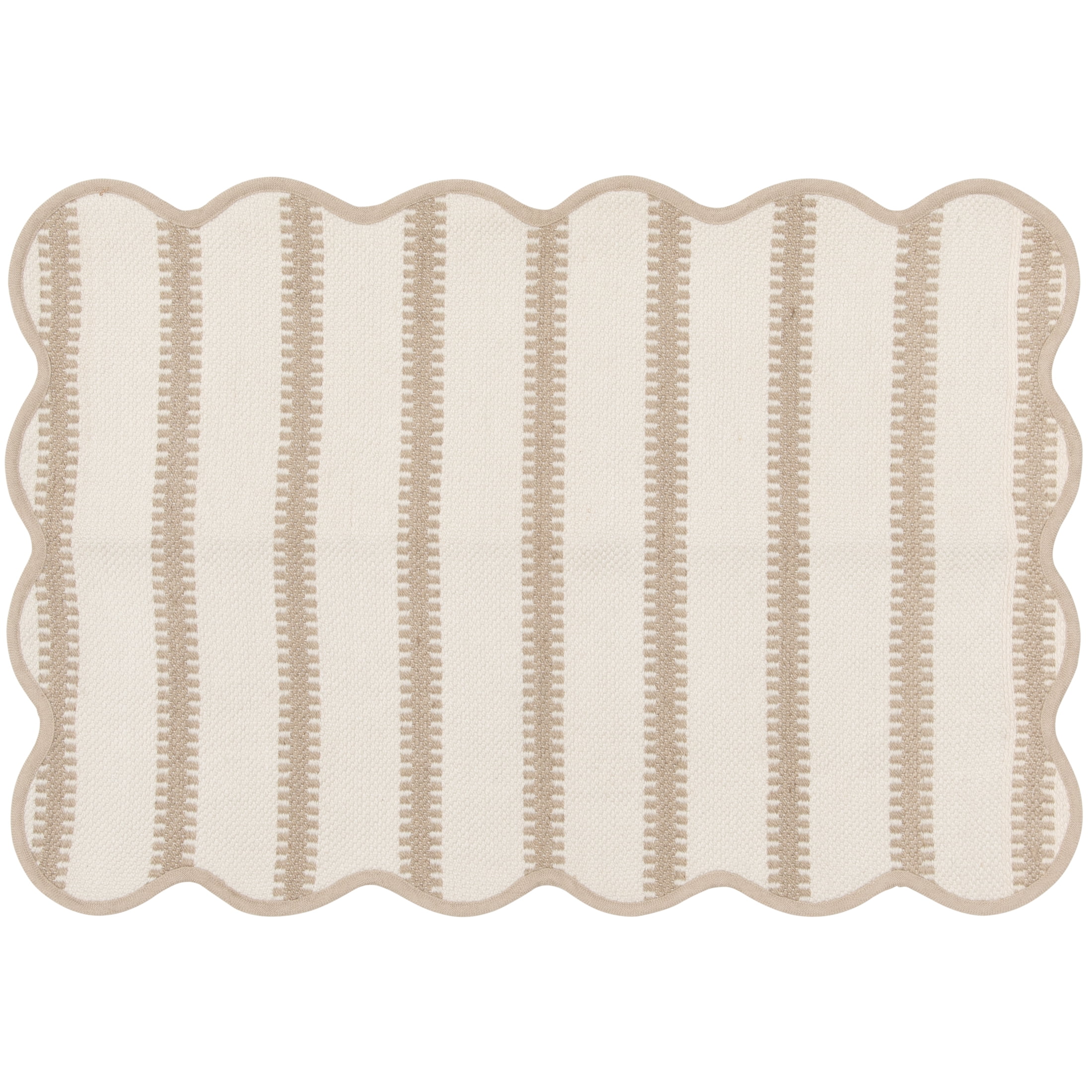 Mainstays by Becky G. & Alejandra Polyester Scallop Layering Rug, Papyrus Beige Stripe, 24" x 36" - Walmart.com