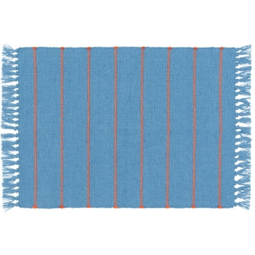 Mainstays by Becky G. & Alejandra Indoor/Outdoor Layering Rug, Blue Stripe, 24" x 36"