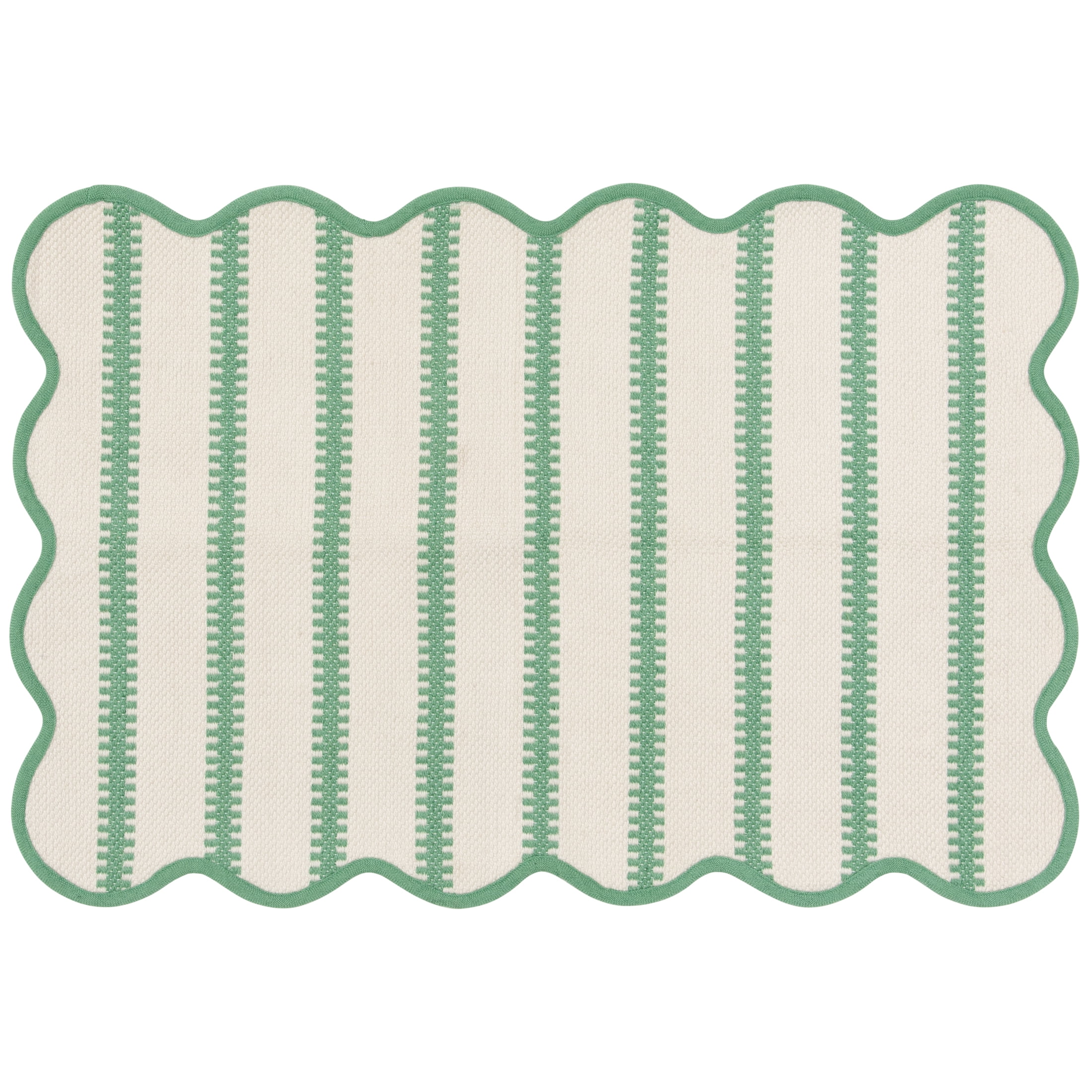 Mainstays by Becky G. & Alejandra Polyester Scallop Layering Rug, Green Stripe, 24" x 36"