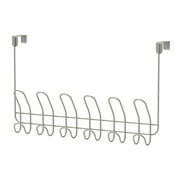 Mainstays Over-the-Door 6-Hook Rack, Storage for Towels, Robes, Clothes, No Drilling, Satin Nickel