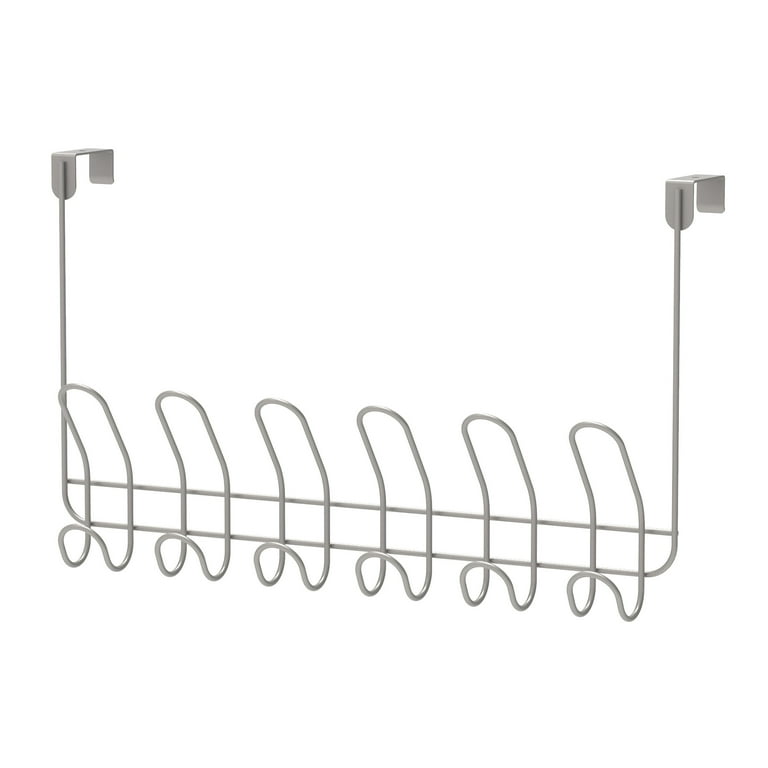 Mainstays Over-the-Door 6-Hook Rack Satin Nickel No Drilling for