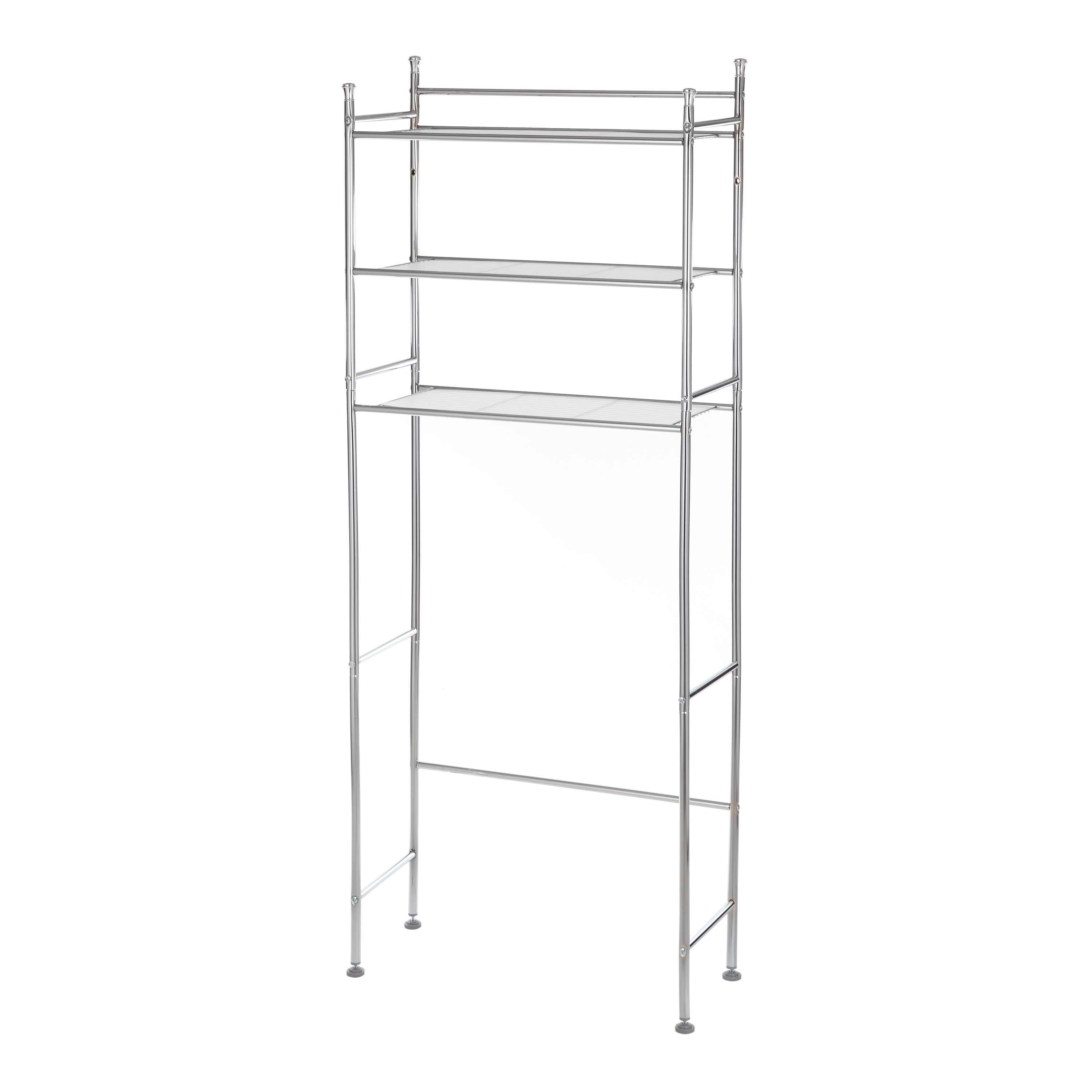 Mainstays over the Toilet Storage, 3Shelf Bathroom Space Saver, Chrome for Adults thru Teens