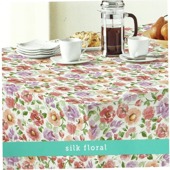 Mainstream Tablecloth Silk Floral Multi-Color Spring Flowers Polyester Fabric (60 x 84 Rectangle)