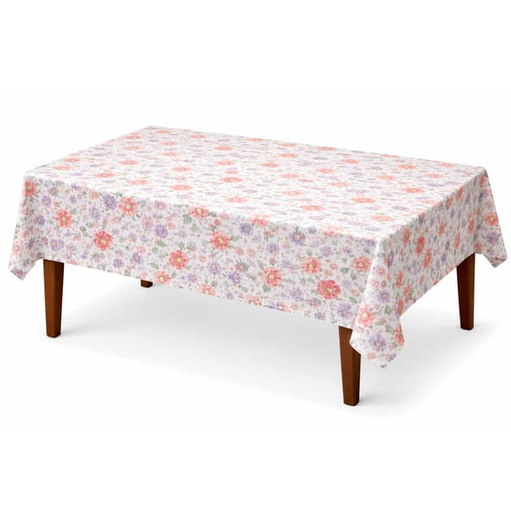 Mainstream Tablecloth Silk Floral Multi-Color Spring Flowers Polyester Fabric (60 x 84 Rectangle)