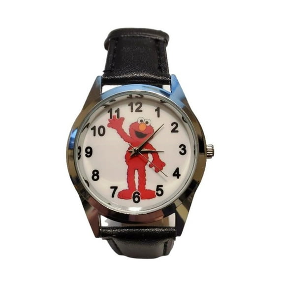 Mainstreet Classics Elmo Character Wristwatch, Black Leather Band