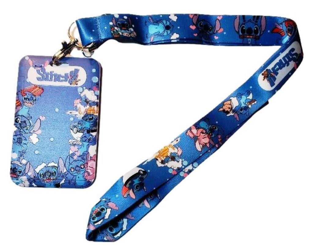Mainstreet Classics Lilo and Stitch Character All Over Print Lanyard with ID Holder Keychain