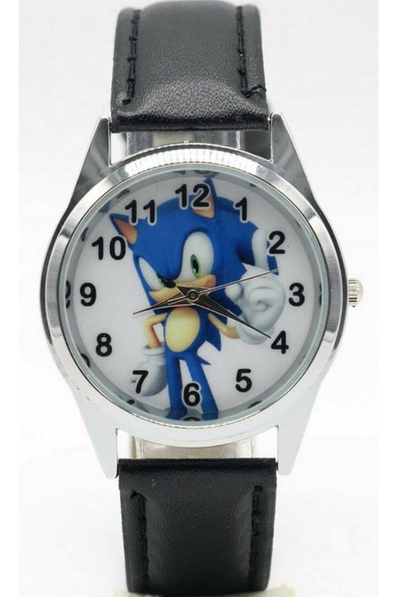 Male Sonic The Hedgehog Leather Wrist Watch, Multicolor