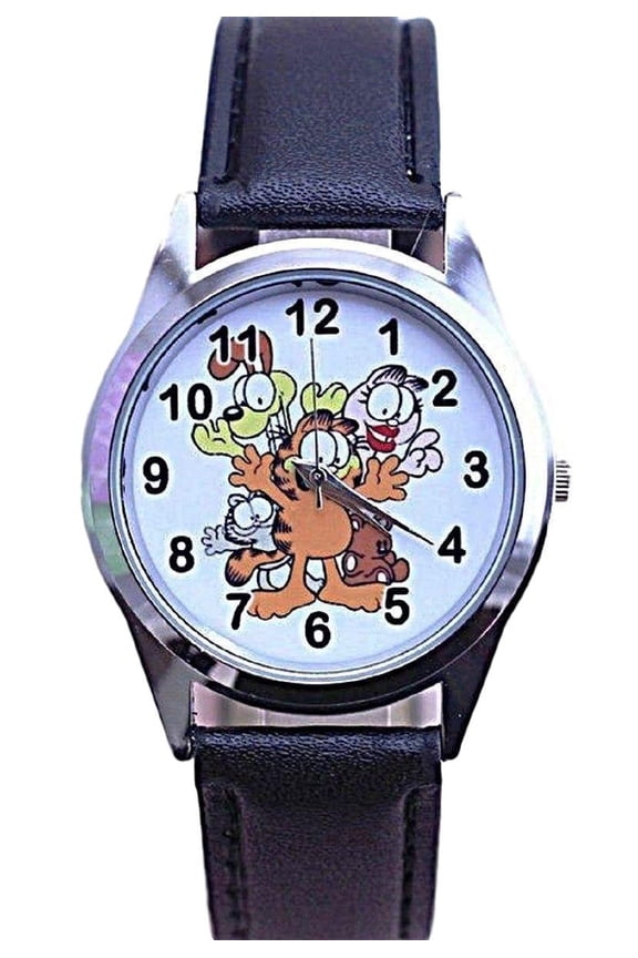 by Garfield Unisex 20mm Black Leather Band Wristwatch, Black