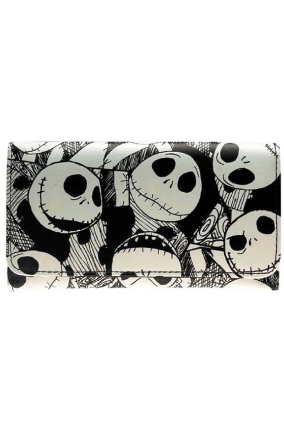 by Jack Skellington Women's Tri-Fold Clutch Wallet, Black