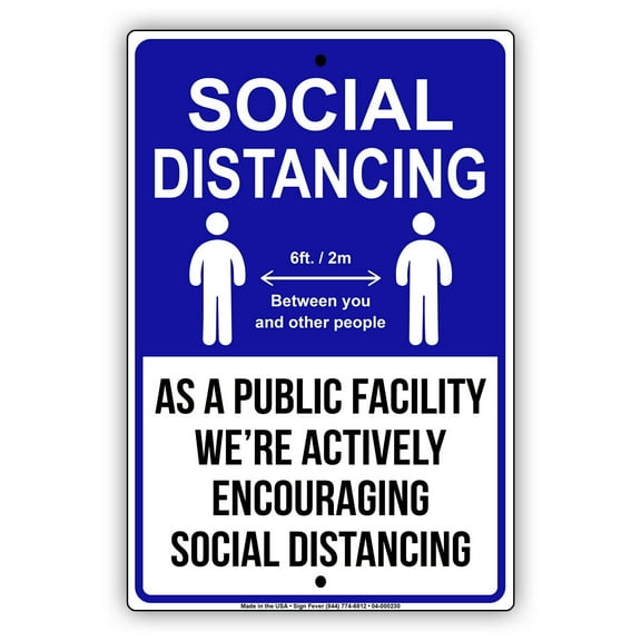 Maintain Social Distancing And Encouraging Safety Precaution Indoor Outdoor Protection Required Unique Aluminum Metal Sign 8"x12"