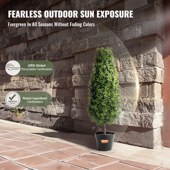 Maintenance 3ft Artificial Boxwood Spiral Topiary (2-Pack) with Fade-Resistant Technology for Outdoor Display