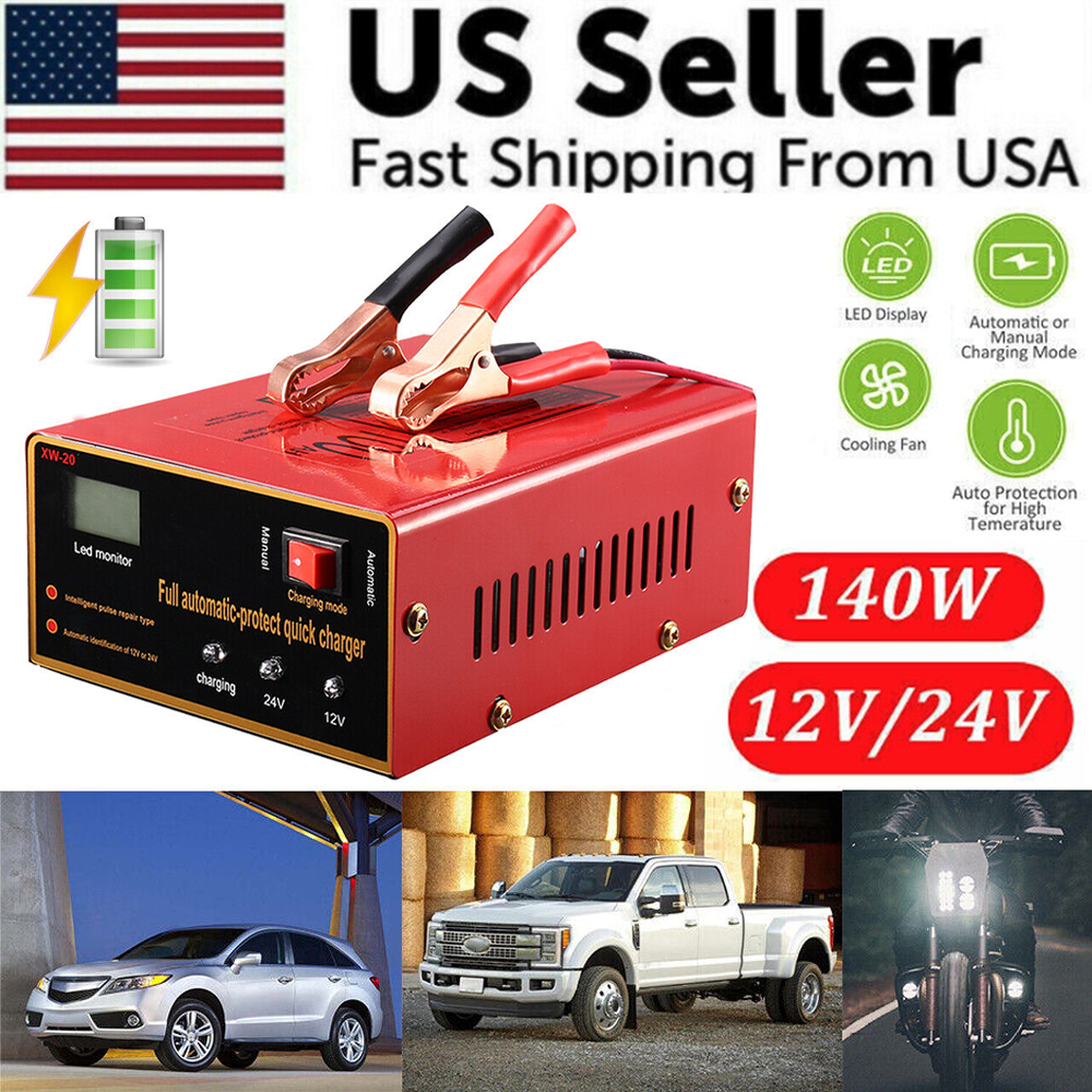 Maintenance Free Battery Charger 12V/24V 10A 140W Output For Electric