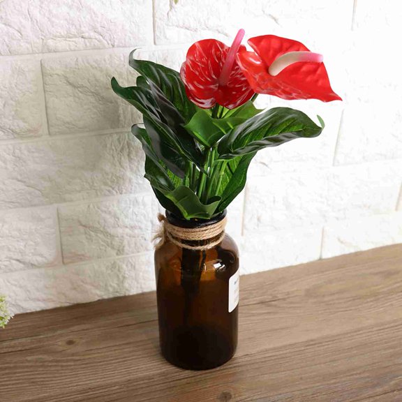 Maintenance,Free Plastic Flower Arrangement, Adds Elegant Decor To Any Room, Vibrant Red Anthurium Design