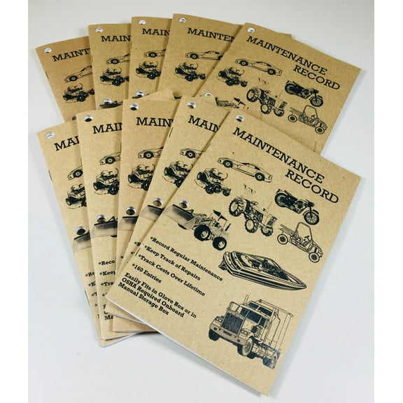 Maintenance Record Service Repair History Book 10 Pack Auto Boat Truck Tractor