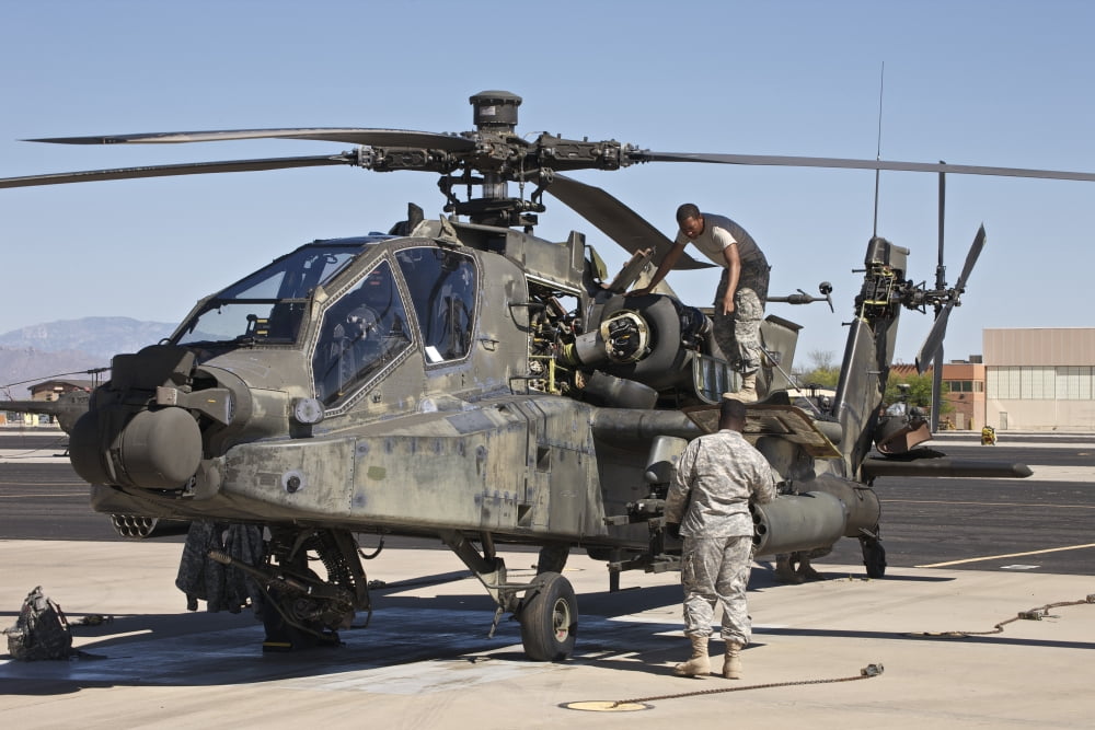 Maintenance being conducted on an AH-64D Apache Longbow Canvas Art - Terry MooreStocktrek Images (35 x 23)