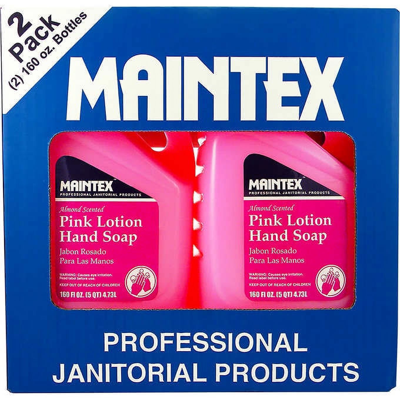 Maintex Pink Lotion Hand Soap, Almond Scented 160 fl oz, Pack of 2