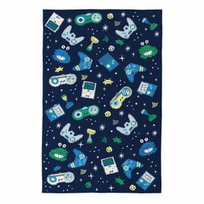 Mainstays Kids Game On Blue Green Indoor Area Rug, 3'x4'x8"