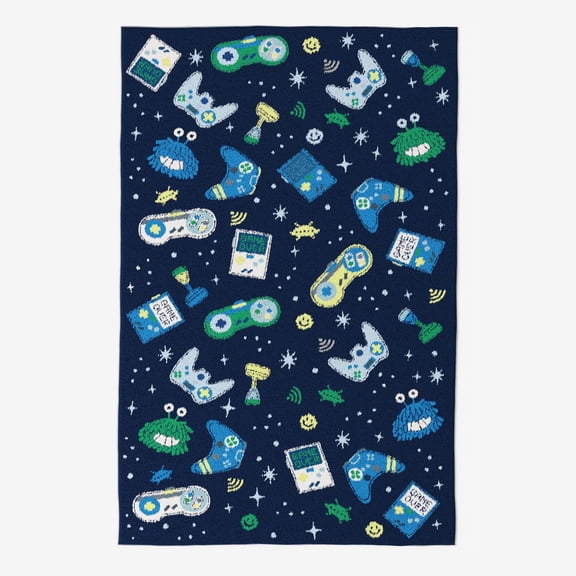 Mainstays Kids Blue Green Game On Indoor Area Rug, 3' x 4'8"