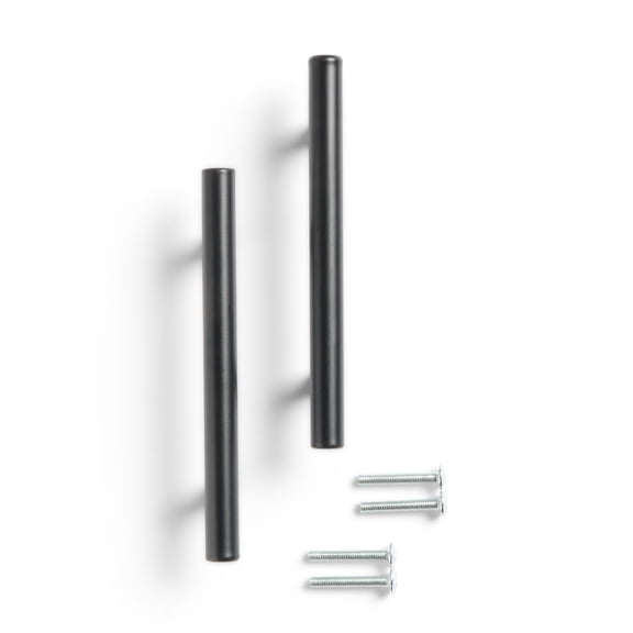 Mainstays 3-Inch Matte Black Bar Cabinet Pulls for Kitchen Cabinets and Drawers, Hardware Included, 2 Pack