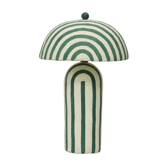 TOV Furniture Maiori Dark Green Striped Papier Mache Table Lamp