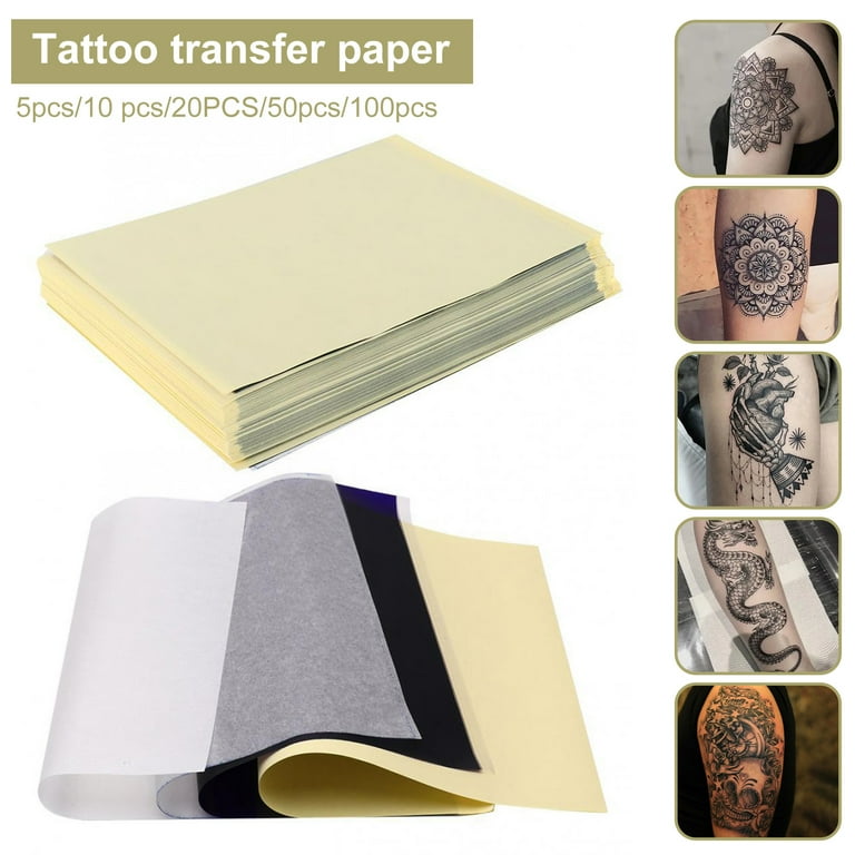 Mairbeon 100Pcs Tattoo Paper Safe Convenient Lightweight Universal Compact  Body Art Tool Portable Transfer Pattern Tattoo Paper for Personal Use