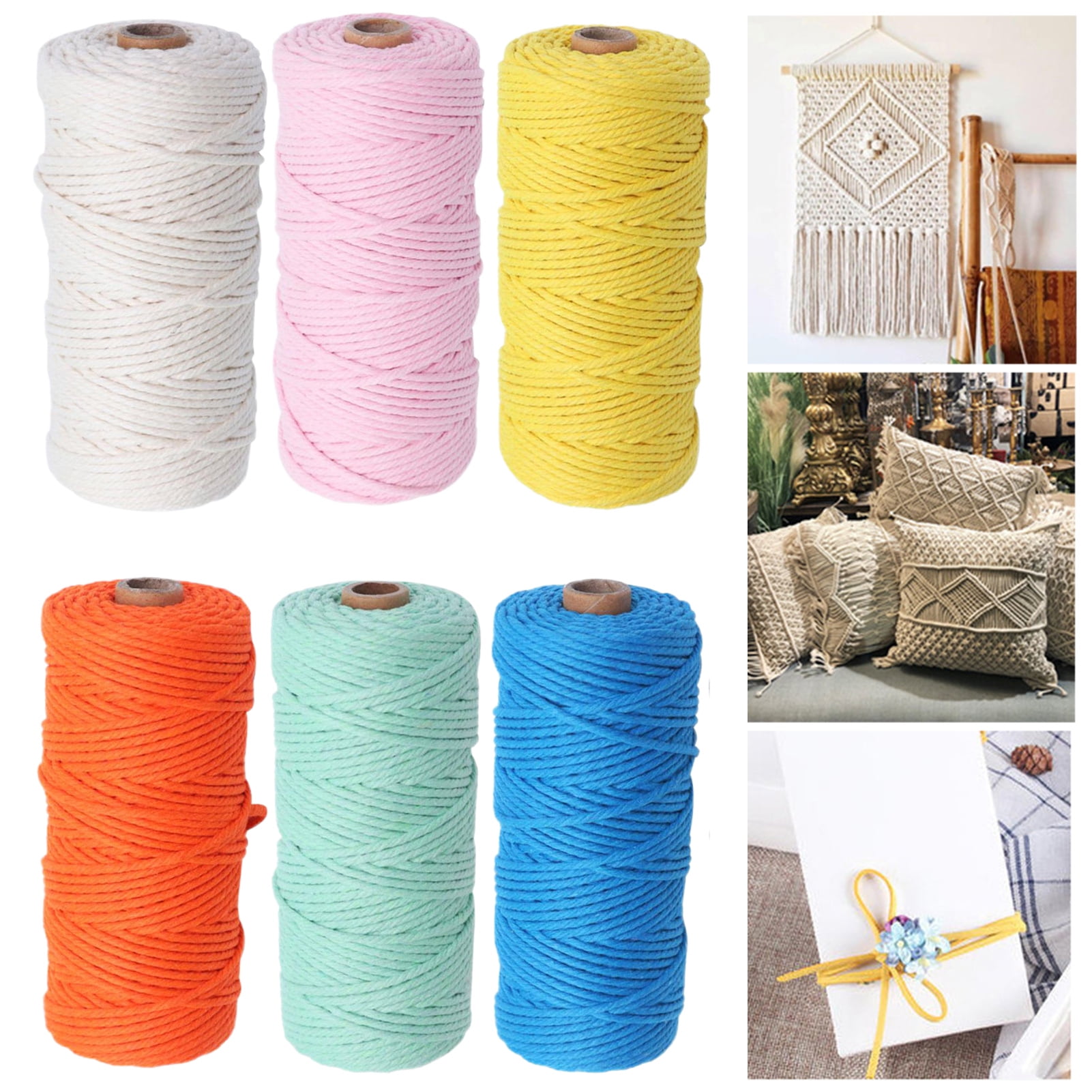 Mairbeon 100M/Roll Woven Rope Anti-pilling Soft Anti-fade 2mm Macrame ...